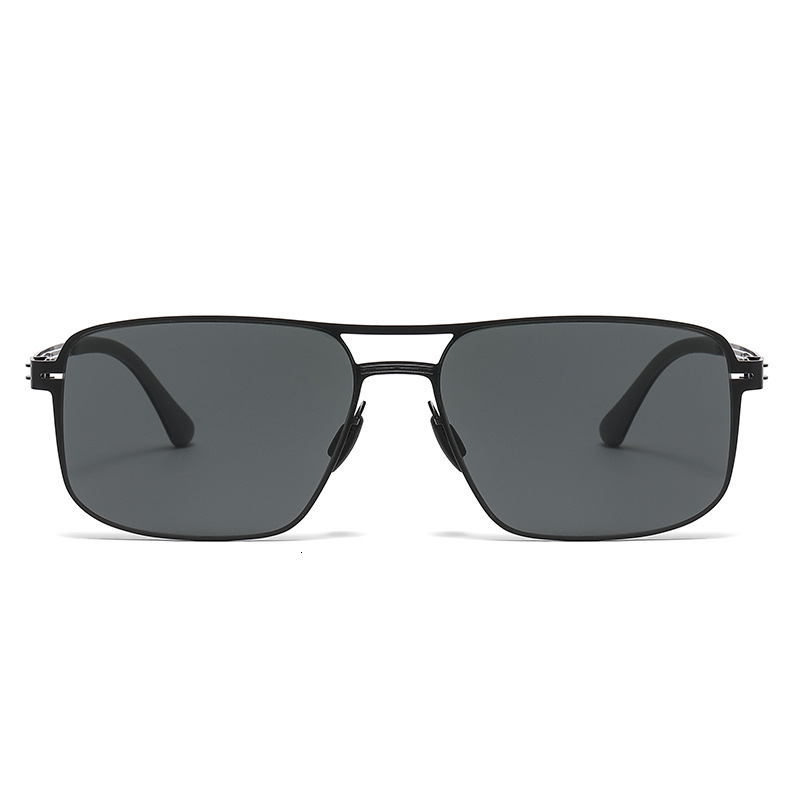 2026 New European American Fashion Square Frame Nylon Polarized Sunglasses for Men with Metal Temples and Double Bridge Sun Protection Glasses