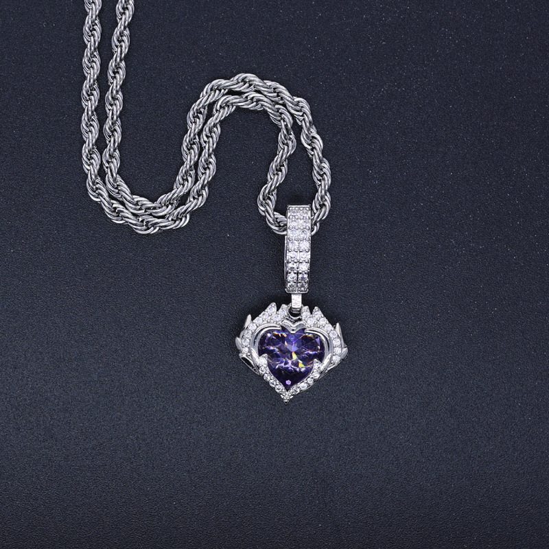 Romantic Silver Purple Heart Shaped Halo Necklace An Eternal Symbol Of Love Jewelry Perfect For Layering And Gift Giving