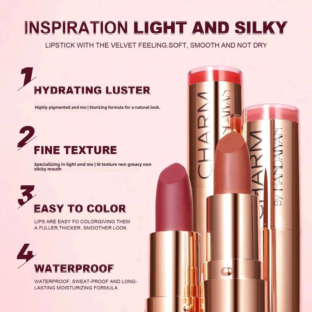 Long Lasting Moisturizing Velvet Lipstick Waterproof Non Stick Cup Creamy Nourish Cover Lip Line Glossy Golden Mud Formula W260311
