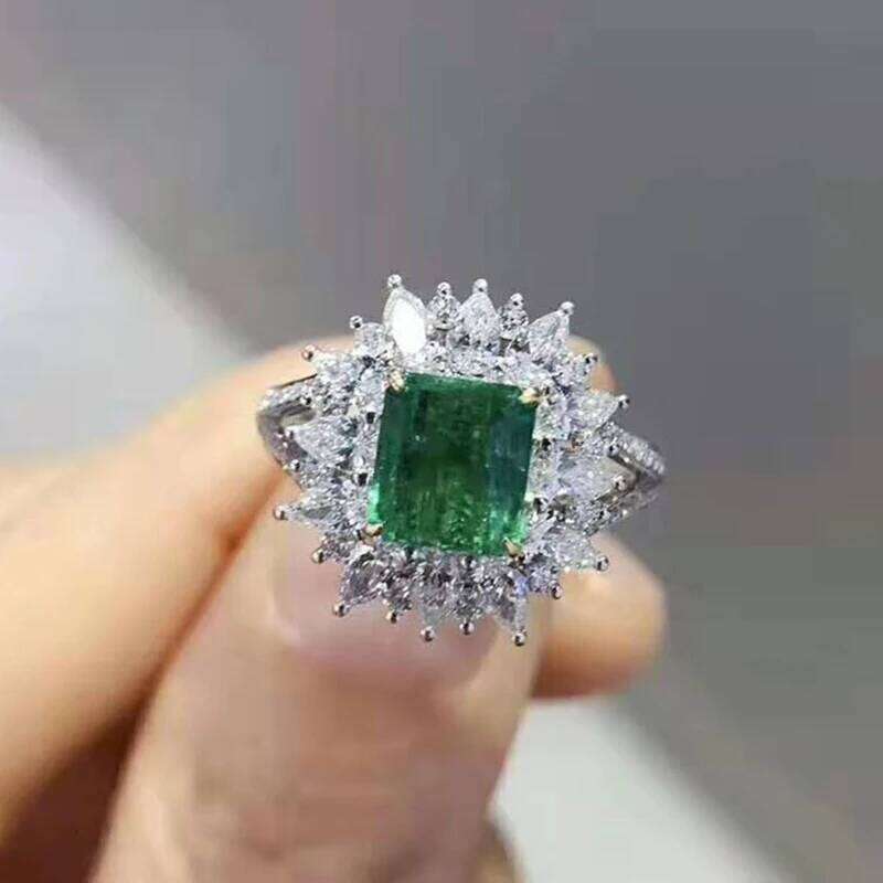 Huitan Green CZ for Bridal Wedding Ceremony Party Fashion Accessories High Quality Women's Rings Statement Jewelry H260312