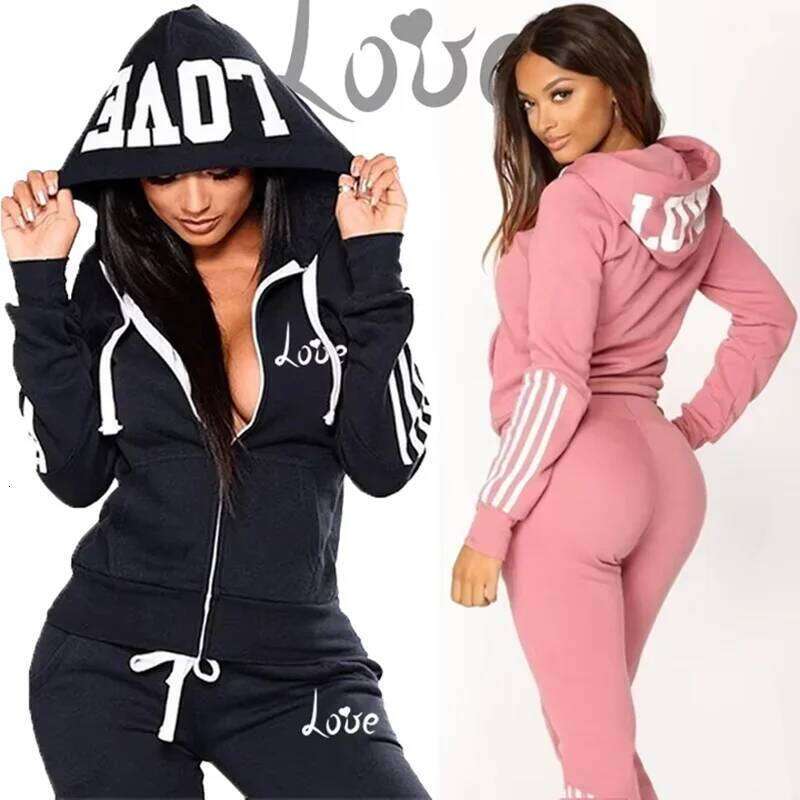 Women's Two-piece Set Casual Autumn Winter Fashion Suit Sports Comfortable Zipper Daily Outdoors Hoodie Hot Sale Jogging Quality C260312