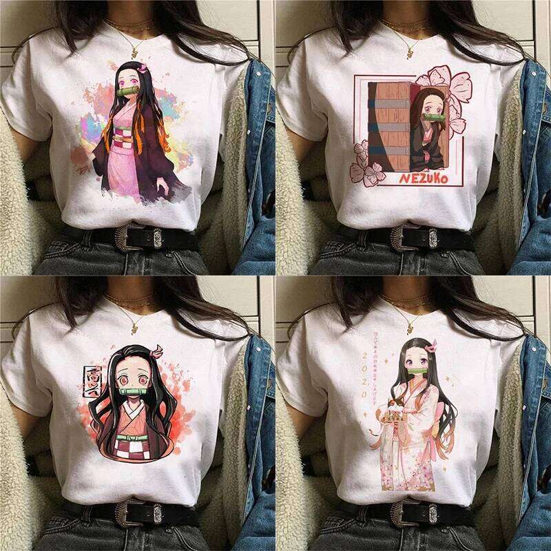 Japanese Anime T-shirt Demon Slayer Oversize Women Clothing Nezuko Kawaii Tees Tanjirou O-Neck Graphic Female Tshirt Manga Tops Z260312