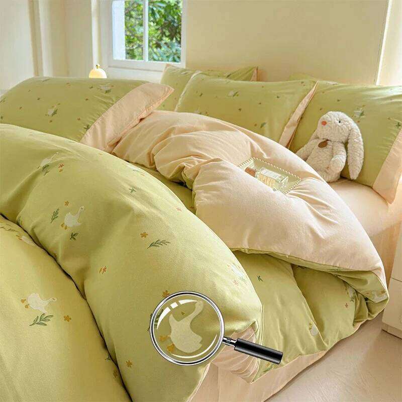 Fashionable Cartoon 3D Printed Soft Four Piece Set Ab Double-Colored Skin-Friendly Sheet Home Bed Linens for Adults H260312
