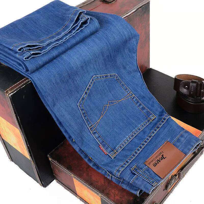 Fashion Straight Jeans Men New Stretch Slim Fit Pants Comfortable Soft Business Denim Trousers Male Brand Clothing 26Y0312