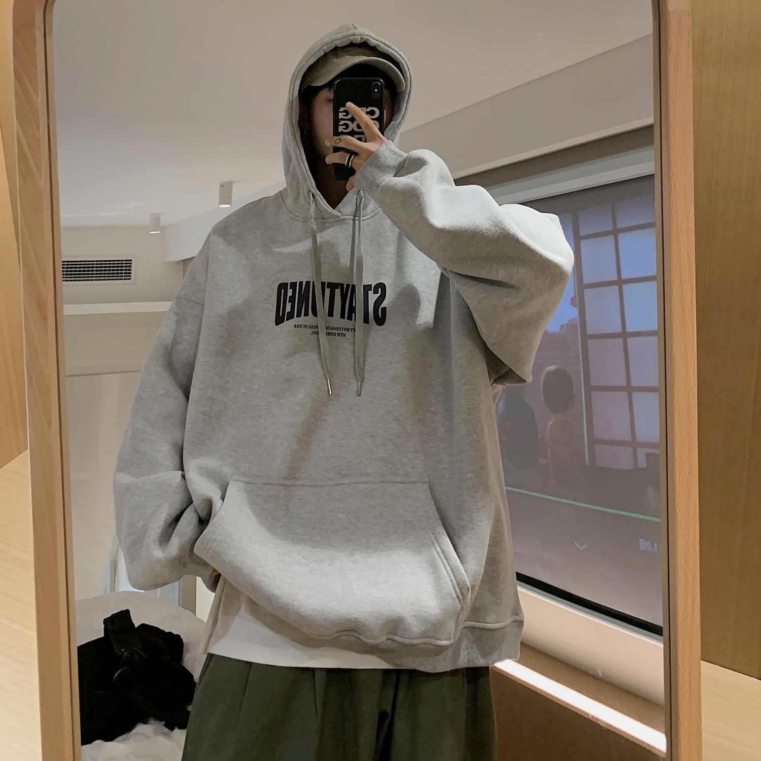 Men's Hooded Sweatshirt Autumn Trend Designer Hoodie Style Letter Print Casual Hoodie Hong Kong Style Plus Size Youth Pullover Jacket