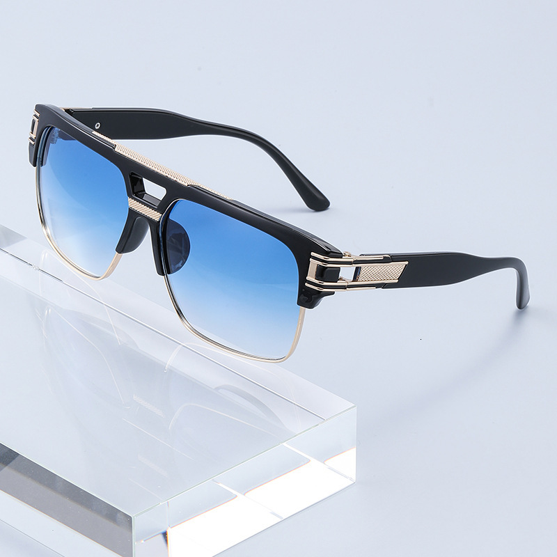 New square-frame blue polarized sunglasses, UV protection, outdoor sports, fashionable wear, sun protection eyewear