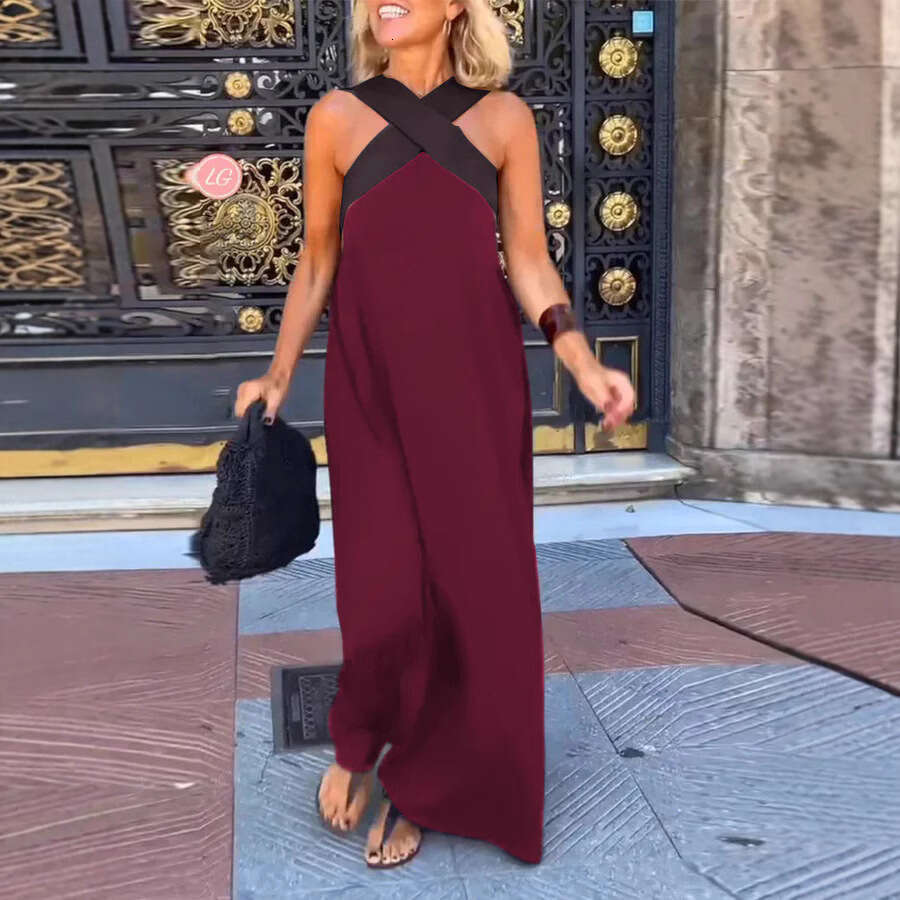 2025 Summer New Cross-Border Women's Clothing Foreign Trade Long Cross Sexy Backless Dress