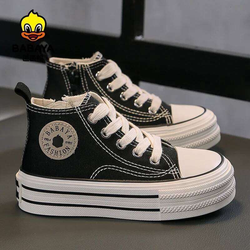 Babaya 2025 Autumn New High Top Children's Canvas Girls Boys Breathable Cloth Shoes Kids Sneaker Spring Lacing H260312