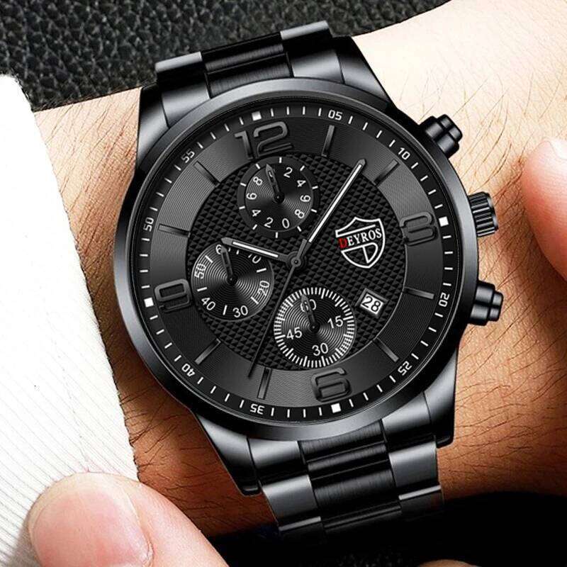 Fashion Mens Watches Luxury Quartz Wristwatch Calendar Men Business Casual Leather Watch Luminous Clock