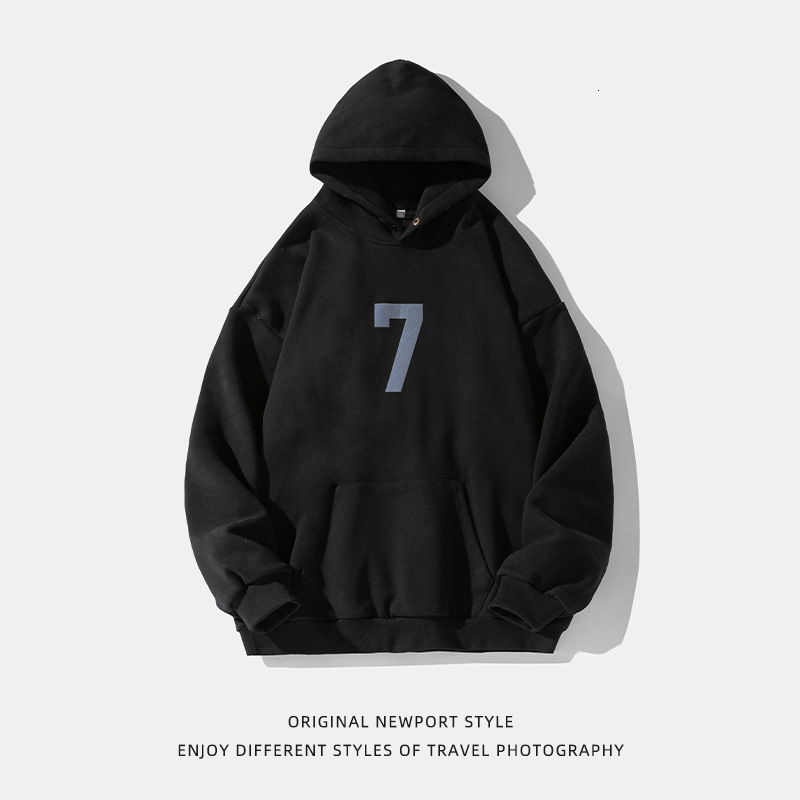 Heavyweight 400G Retro Digital Hooded Sweatshirt Spring New Loose Designer Hoodie Casual Couple Hoodie Women's Top