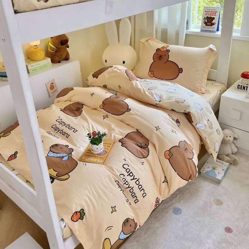 2026 Guinea pig capybara 3pcs Bedding Pure 100% cotton Bedding, Student Dormitory Bed Sheets Duvet Cover Set H260312