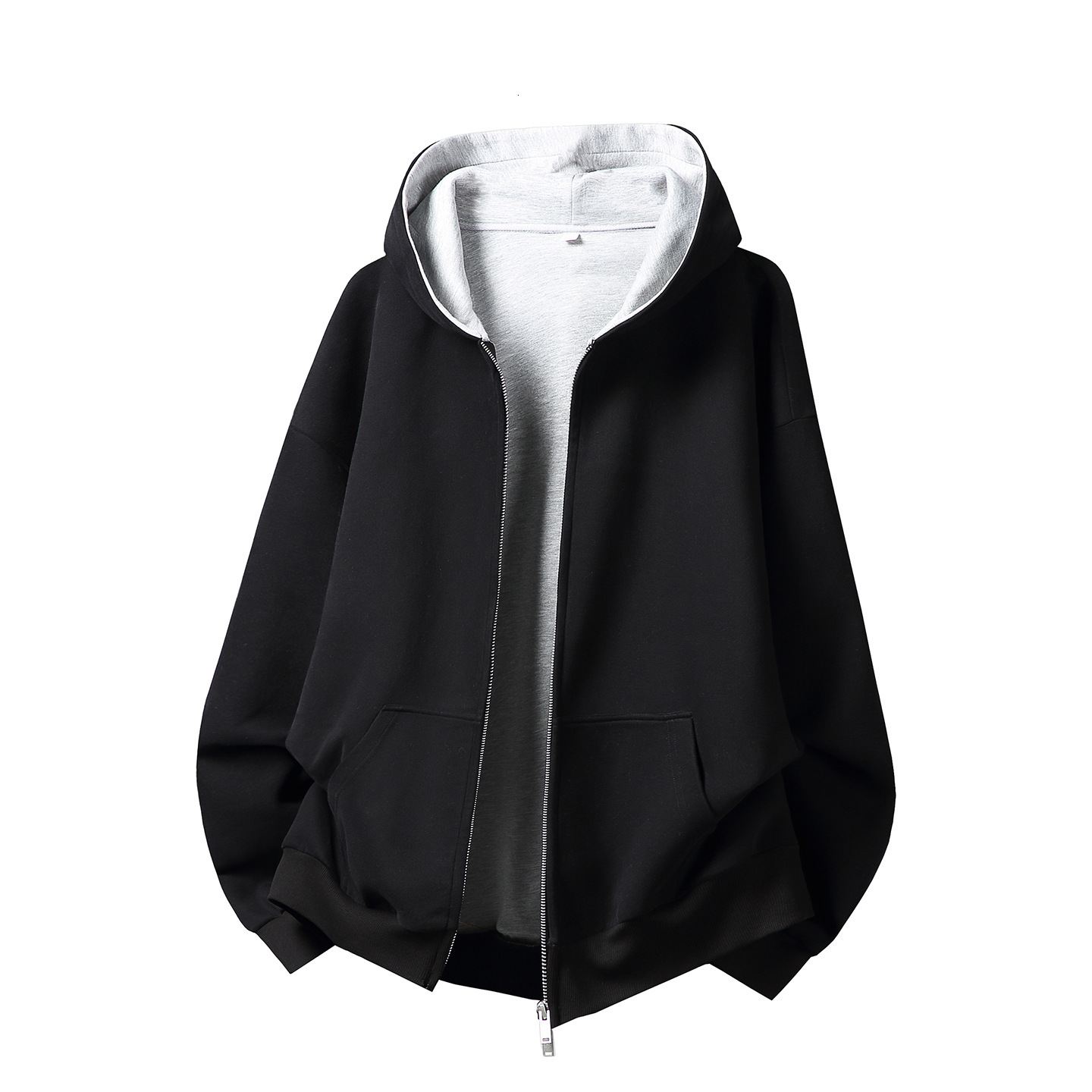 Color-block Lined Hooded Sweatshirt For Men Autumn Designer Hoodie Heavyweight Texture Sports Loose Hoodie Short Wide Silhouette Jacket Coat