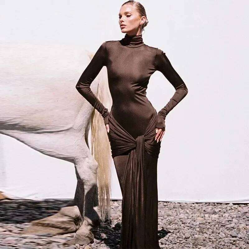 Hawthaw Women 2024 Spring Autumn Elegant Sleeve Party Club Streetwear Bodycon Red Long Dress Items For Business C260312