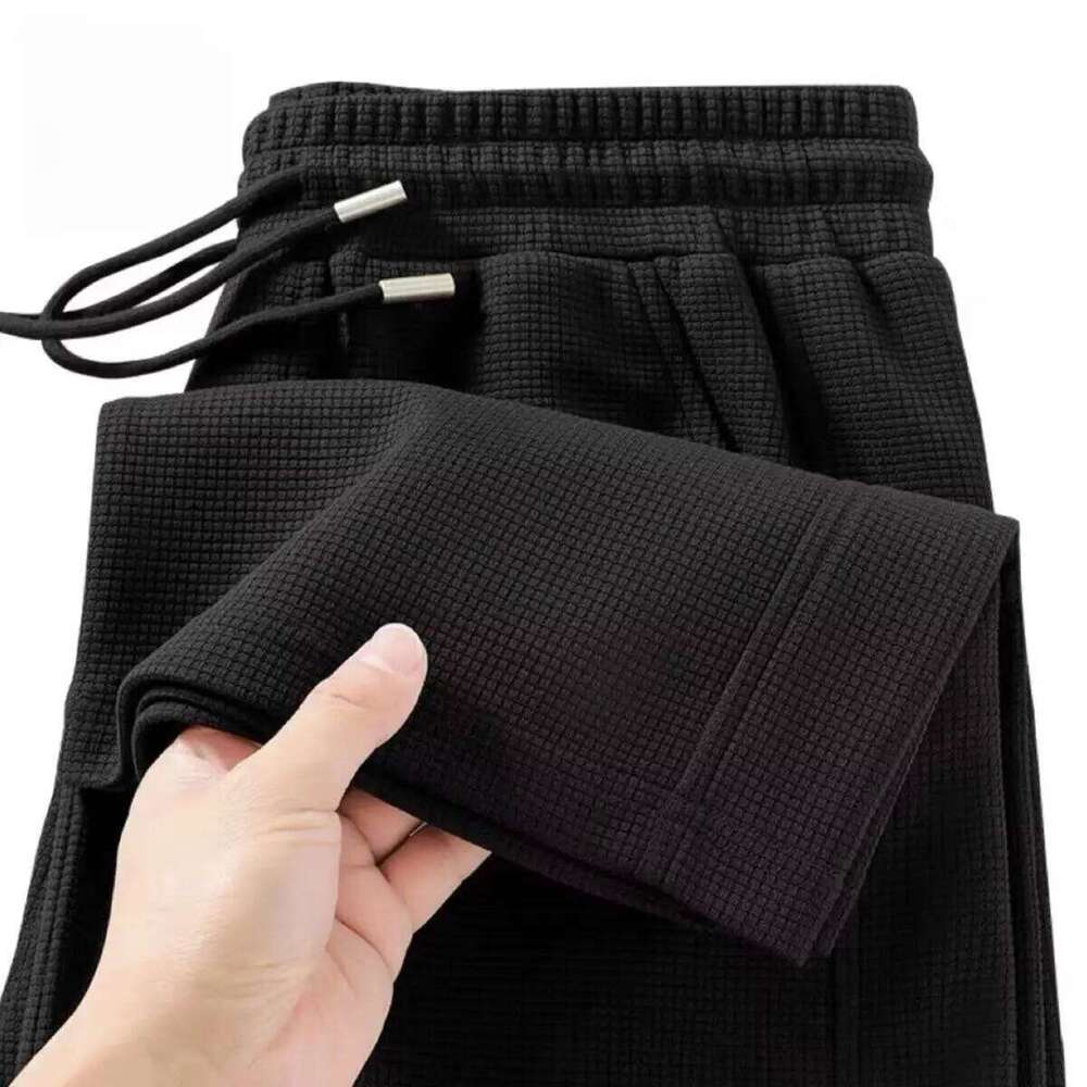 Waffle straight new style wide leg men's youth summer casual pants
