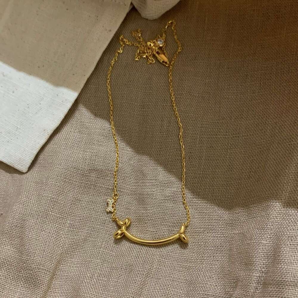 Korean Style Simple Gold Smile Balloon Puppy Necklace For Women Personality Collarbone Chain Women's Choker
