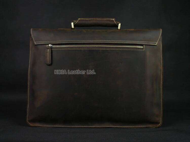Vintage Crazy Horse Genuine Leather Men Briefcase 15" Laptop Work Business Shoulder Messenger Bag Male Tote Handbag M088