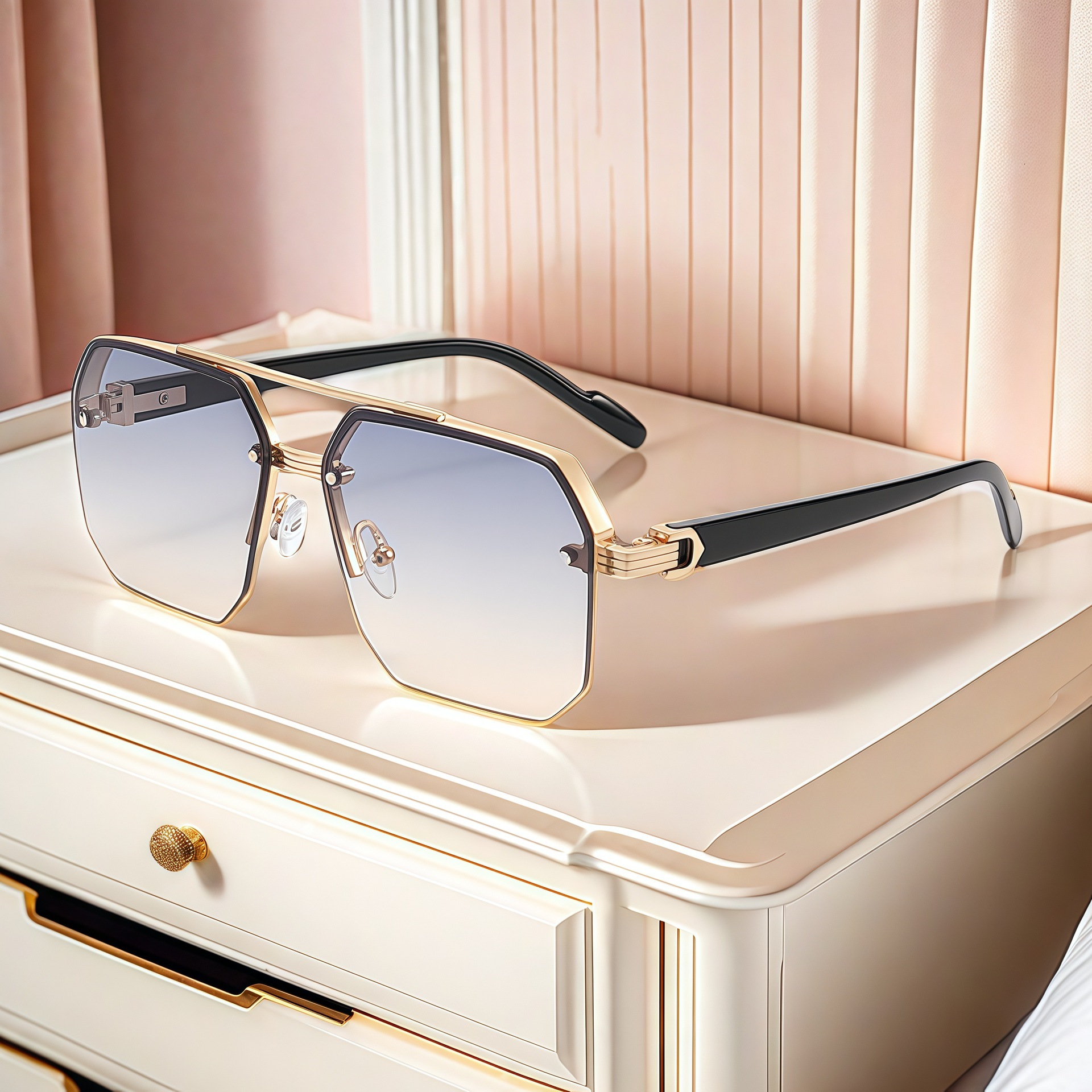 New Men, Slimming for Big Faces, Driving UV Protection, High-end Half-frame Sunglasses