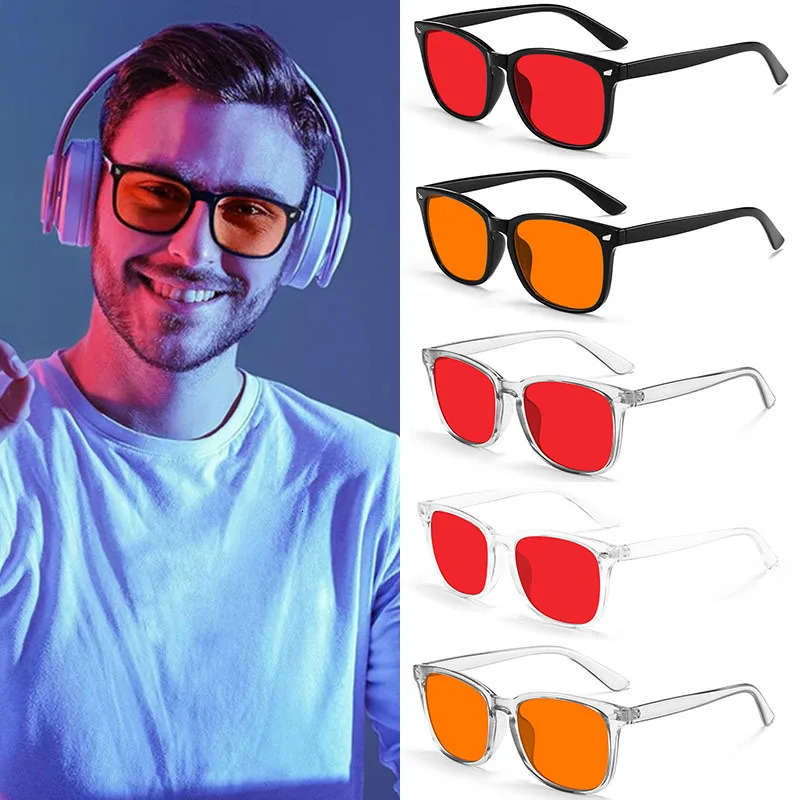 Trendy Anti Blue Light Glasses Women Men Better Sleep Red Lens Filter Glasses Anti-UV Glasses with Tinted Orange Lenses 260302