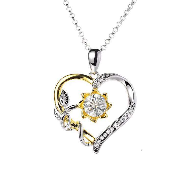 Fine Jewelry Sterling Sier Heart-shaped Curling Cloud Gold-plated VVS Moissanite Women Necklace