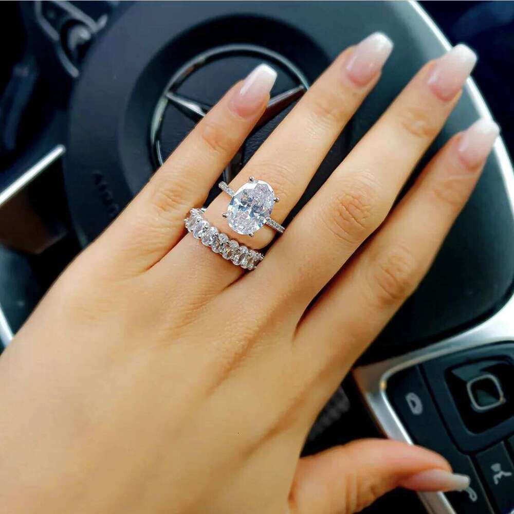 Luxury 925 Sterling SILVER Oval Square Simulated Diamond Rings Finger For Cocktail ENGAGEMENT WEDDING Women JEWELRY H260312