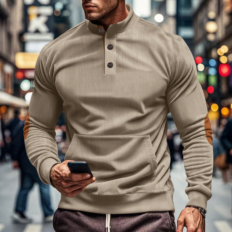 Spring And Autumn New Designer Shirt Men's Corduroy Sweatshirt Polo Designer Hoodie With Embroidery European And American Fashion Men's Henley Shirt