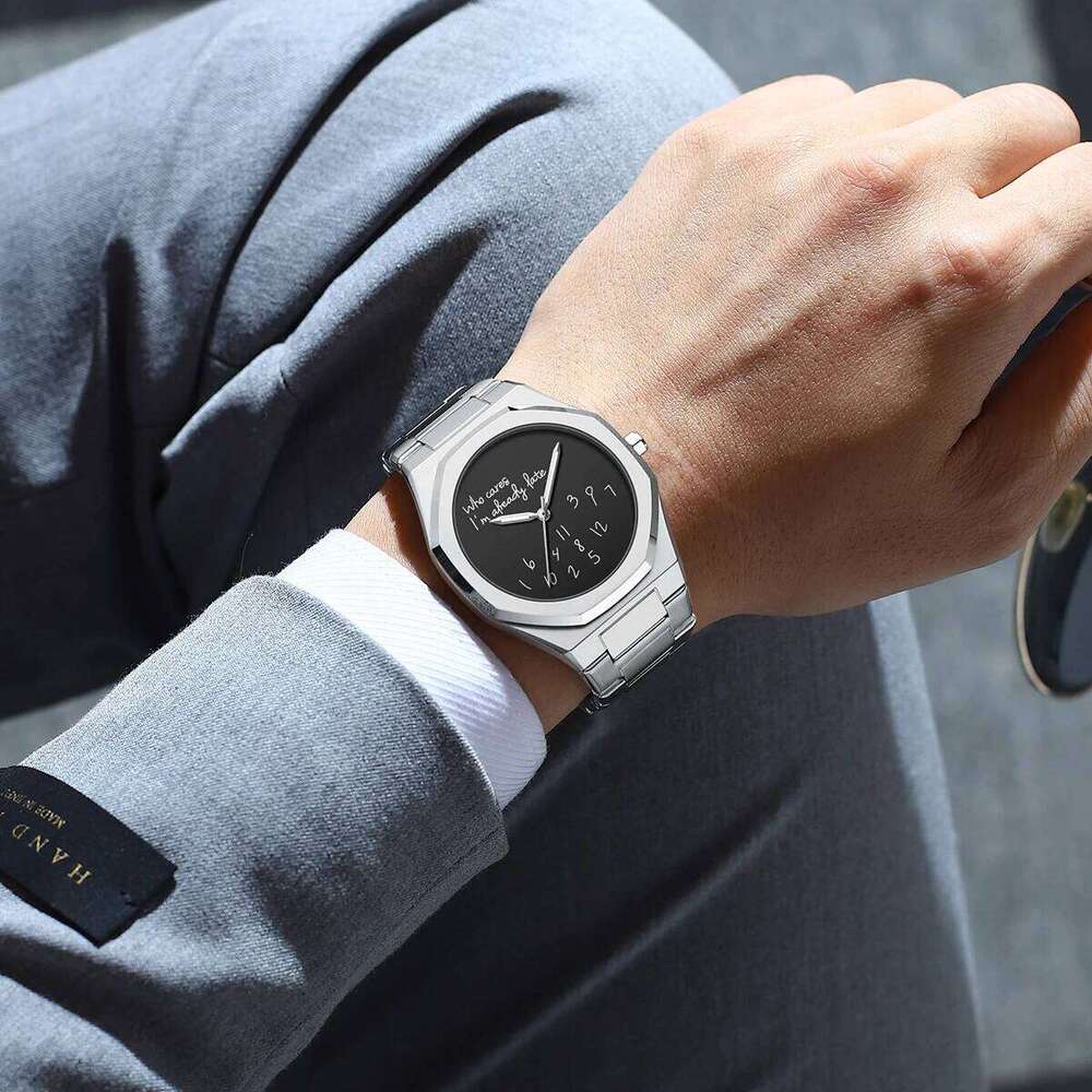 New Fashionable Luxury Creative Graffiti Dial Luminous Steel Strip Men's Quartz Watch Reloj relojes para hombres