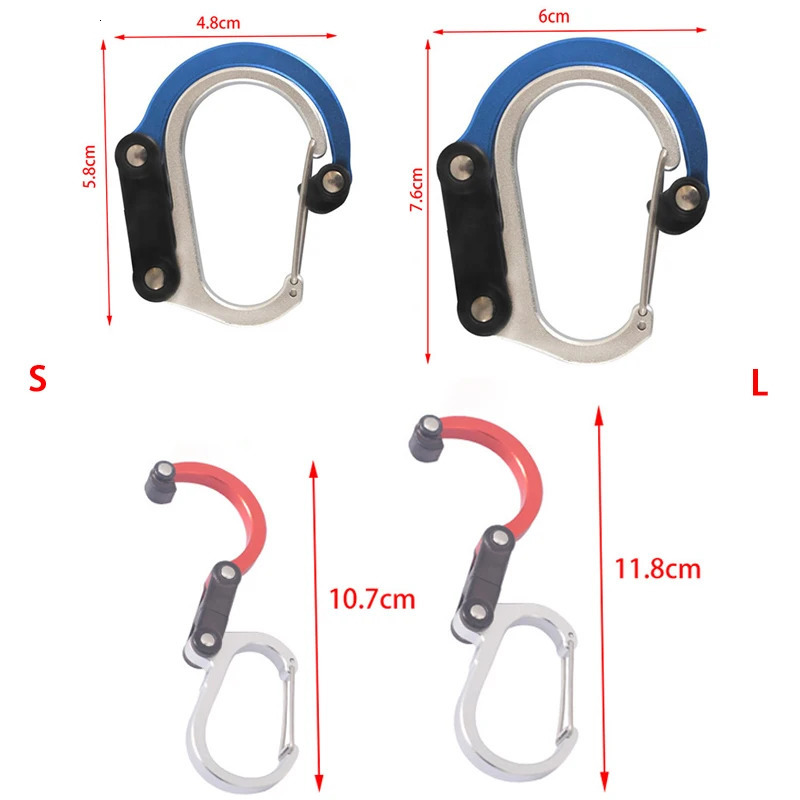 Camping Hybrid Gear Clip Carabiner Rotating Hook NonLocking Strong Clips for Fishing Hiking Travel Backpack 260228