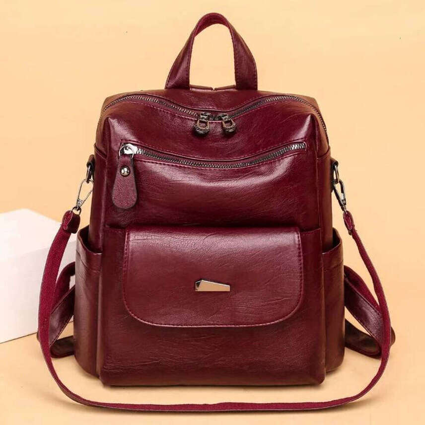 OLOEY Genuine Women Leather Backpack Fashion Female Shoulder Bag Sac A Dos Ladies Bagpack Mochilas School Bags For Teenage Girls Large capacity anti-t