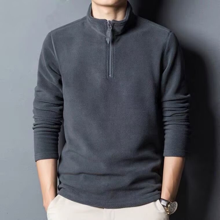 Men's Autumn Winter Designer Hoodie New Stand Collar Half Zip Long Sleeve Sweatshirt Stand Collar Trendy Versatile Men's Fleece Top