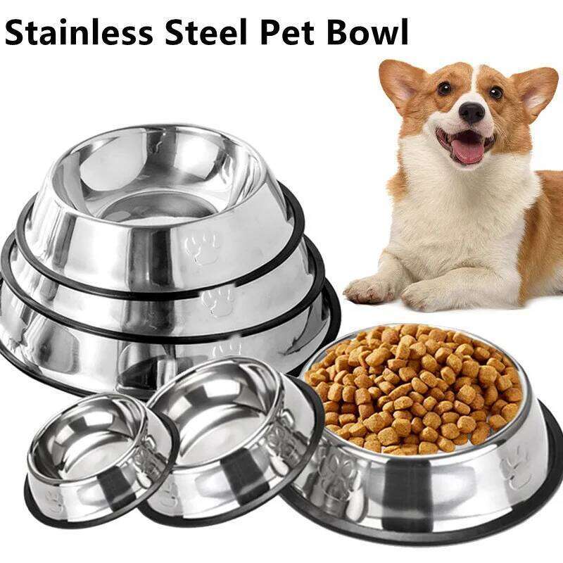 Stainless Steel Cat Dog Multi-Specification Anti-fall Food Bowl Feeding Pet Supplies 26Y0312