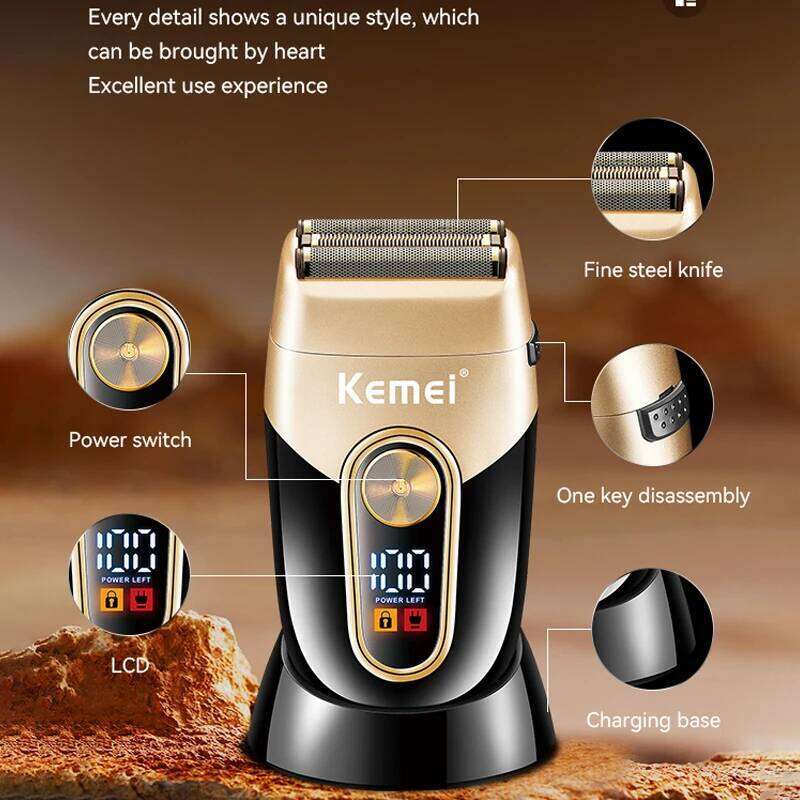 Kemei Washable Beard Shaver For Men Rechargeable Stubble Electric Razor Head Shaving Machine Balds 3-Blades System C260312