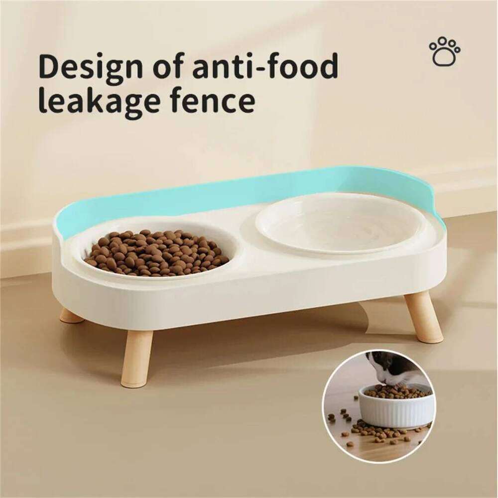 A Colorful Dopamine Pet Fashion Feeding Large Capacity Stainless Steel Dog Drinking Water Neck Cat Double Bowl 26Y0312