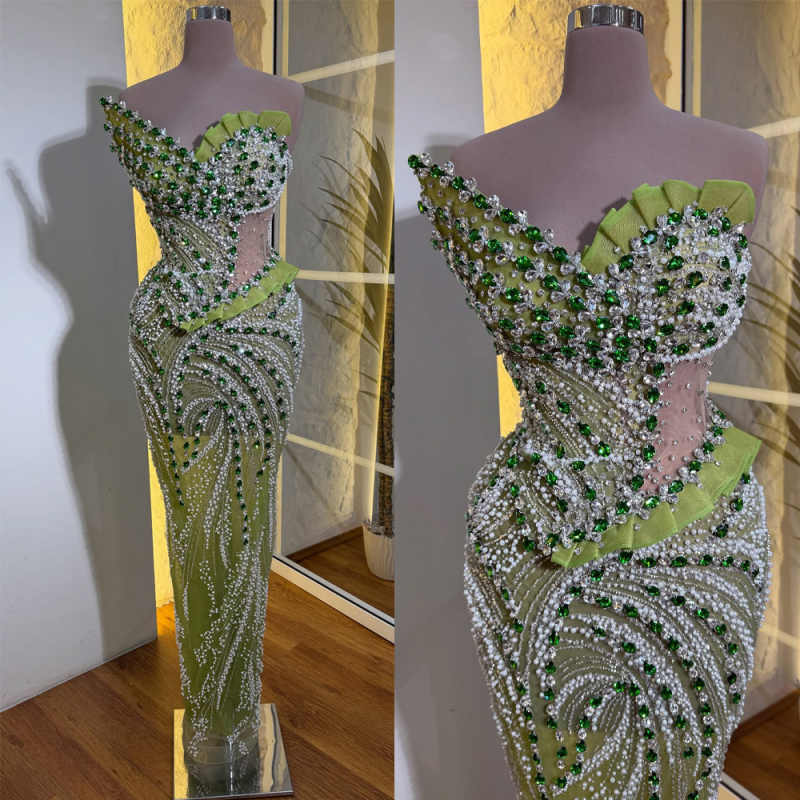 Gorgeous Evening Dresses Mermaid Strapless Rhinestones Sleeveless Backless Party Dresses Celebrity Prom Gown Customized Vestido De Novia