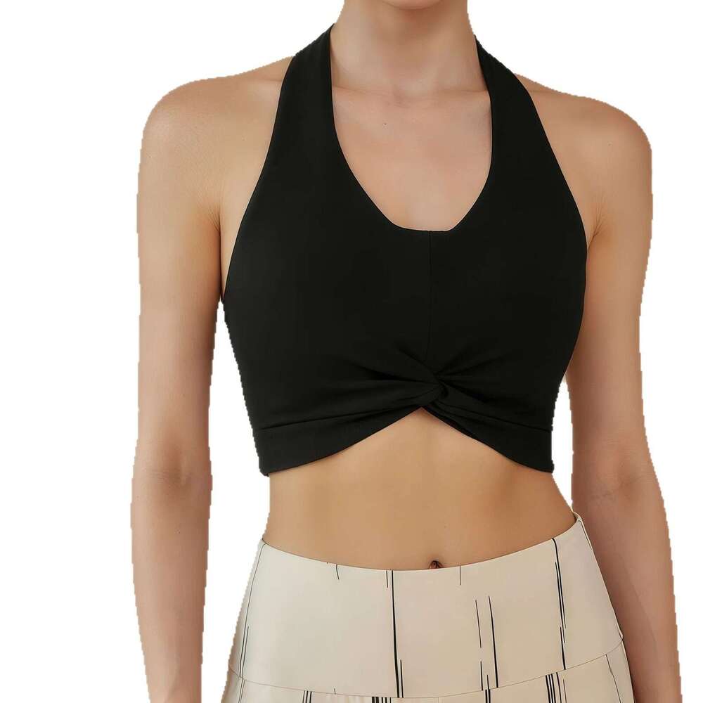 2026 Spring Wear Sports Designer Top with Front Twist Chest Pads Yoga Vest for Pilates and Outdoor Fitness