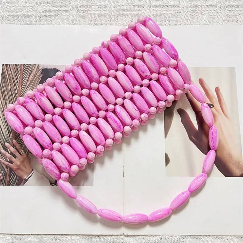 Women's Handbag Luxury Designer Hand Woven Bead Hollow Out Female Tote Travel Holiday Women Evening Beach Bag