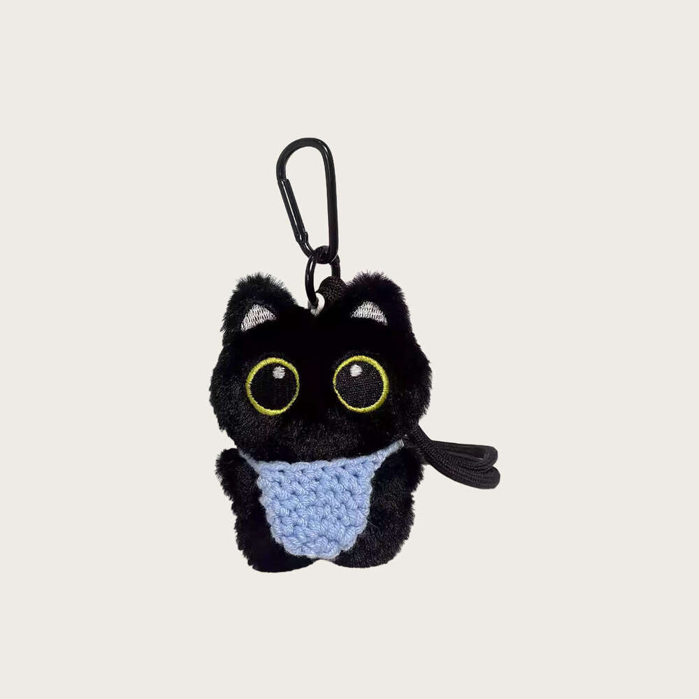 Cute Little Black Cat Bag Pendant Plush Car Keychain Cartoon Doll Backpack Decoration Couple Gift