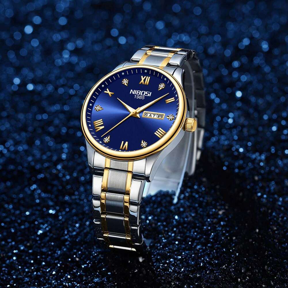 NIBOSI Quartz Watches for Men Top Brand Luxury Week Day Men's Watch Business Waterproof Stainless Steel Sports Wristwatch Reloj