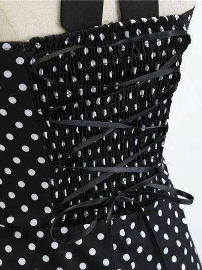 Women Polka Dot Print Summer Sexy Retro White Halter Vintage Robe Femme Pin Up Rockabilly Party Dress C260312