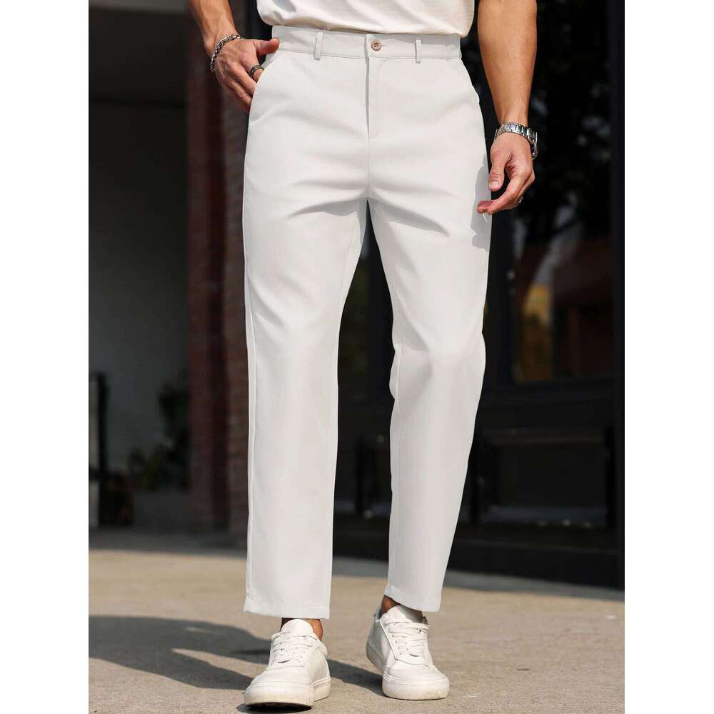 Men's multi-color solid color retro comfortable casual trousers slim fit pants