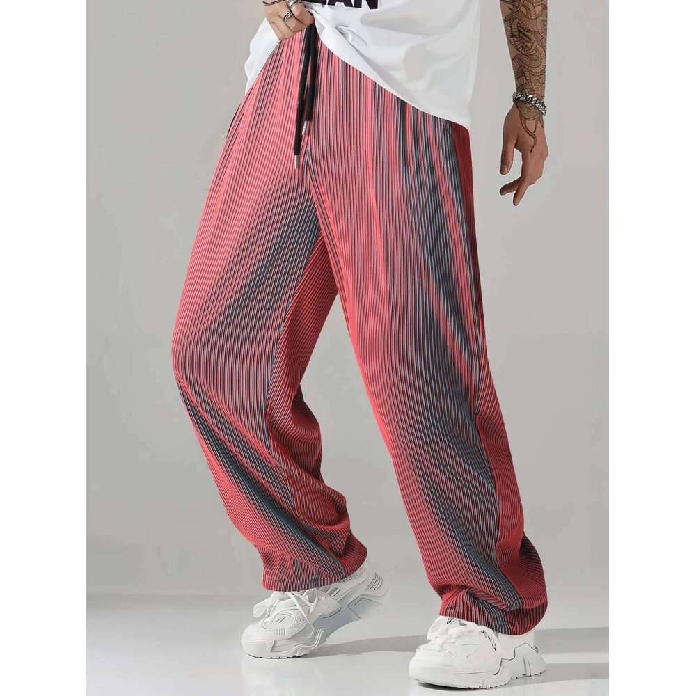 Fashionable high street anti-wrinkle non-iron stretchable men's hip-hop rock gradient color straight-leg pants