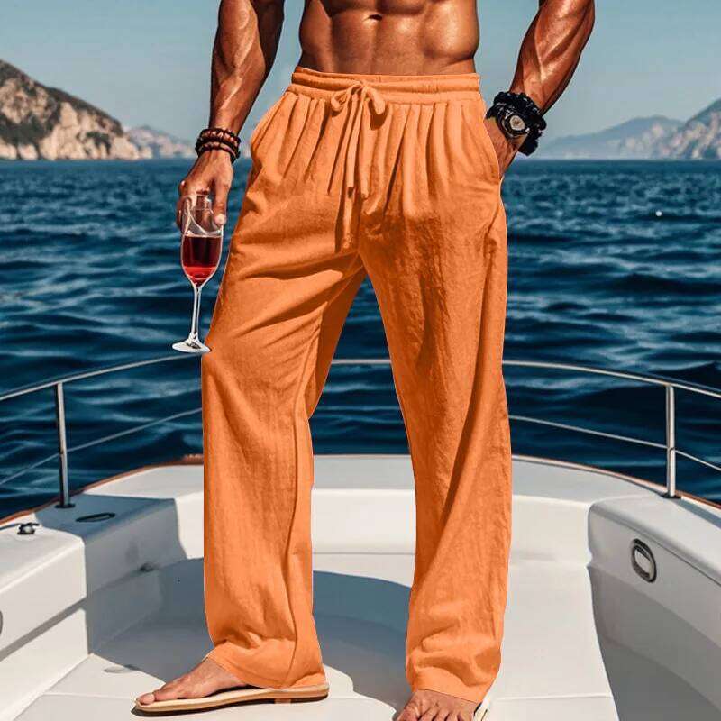 Men's 16-Color Breathable Linen Yoga Pants Loose Casual Sportswear for Spring/Summer 2025 European And American Style