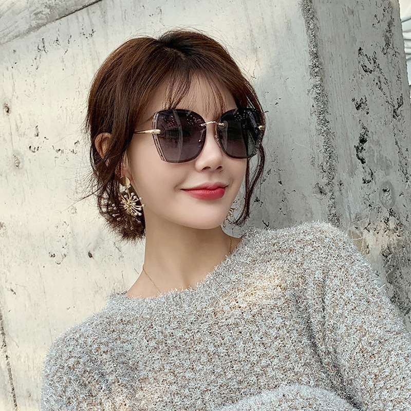 Polarized Driving Anti-Glare for Women Fashionable Internet Celebrity Style Frameless Trendy Korean Version Sunglasses