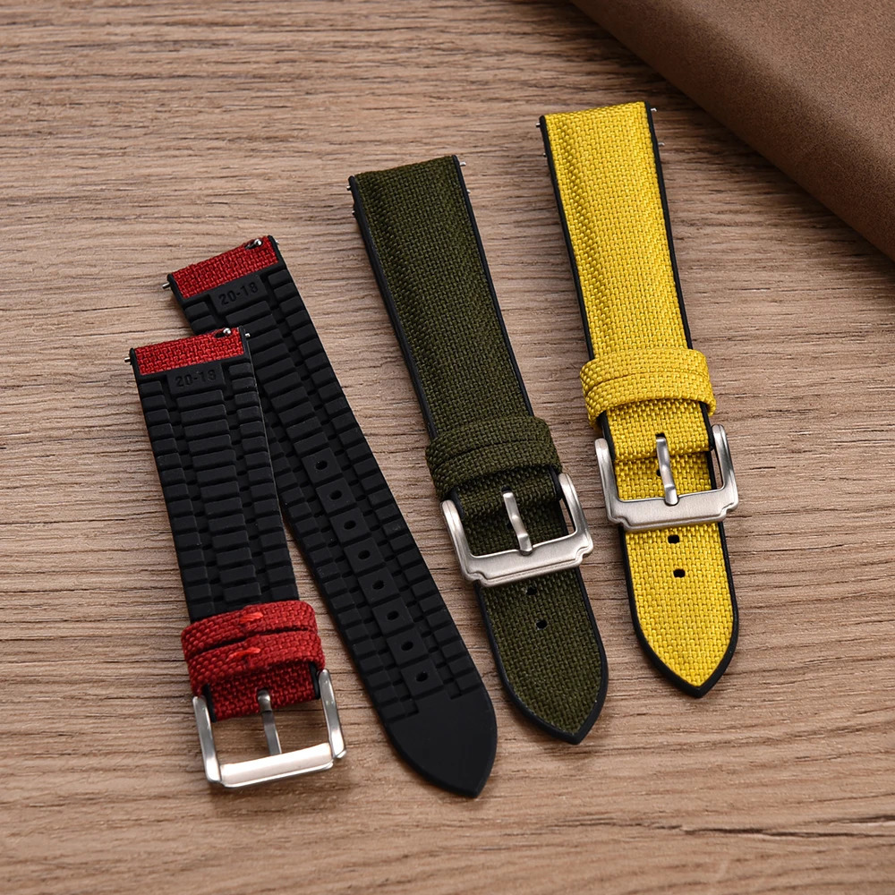 JUELONG Sailcloth Rubber Strap Quick Release Waterproof Watch Bands 18mm 19mm 20mm 21mm 22mm Canvas Nylon Wristband 260304