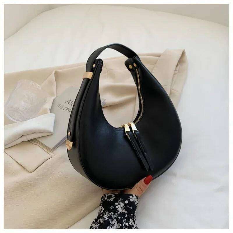 Luxury PU Leather Women S Shoulder With Adjustable Strap Fashionable Solid Color Half Moon Hobo Bag TIANOUDAISHU