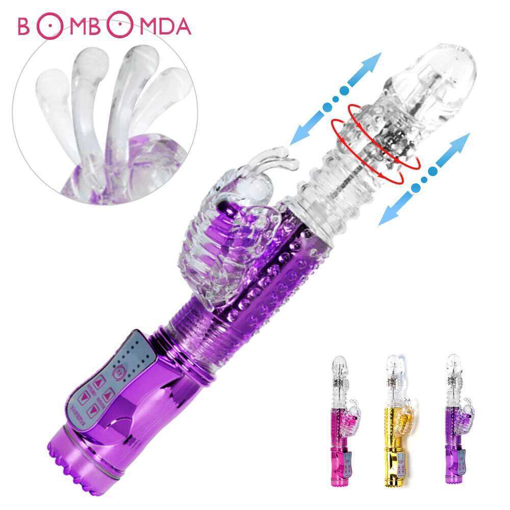 Telescopic Rotation Dildo Rabbit Vibrator G Spot Vagina Massager Clitoris Stimulator Female Masturbator Sex Toys For Women Z260312