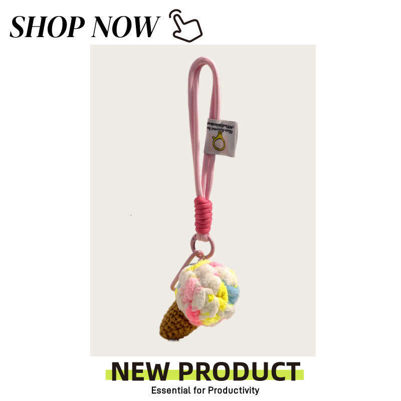 Unique hand-woven ice cream plush keychain, bag pendant, car decoration, new model wholesale