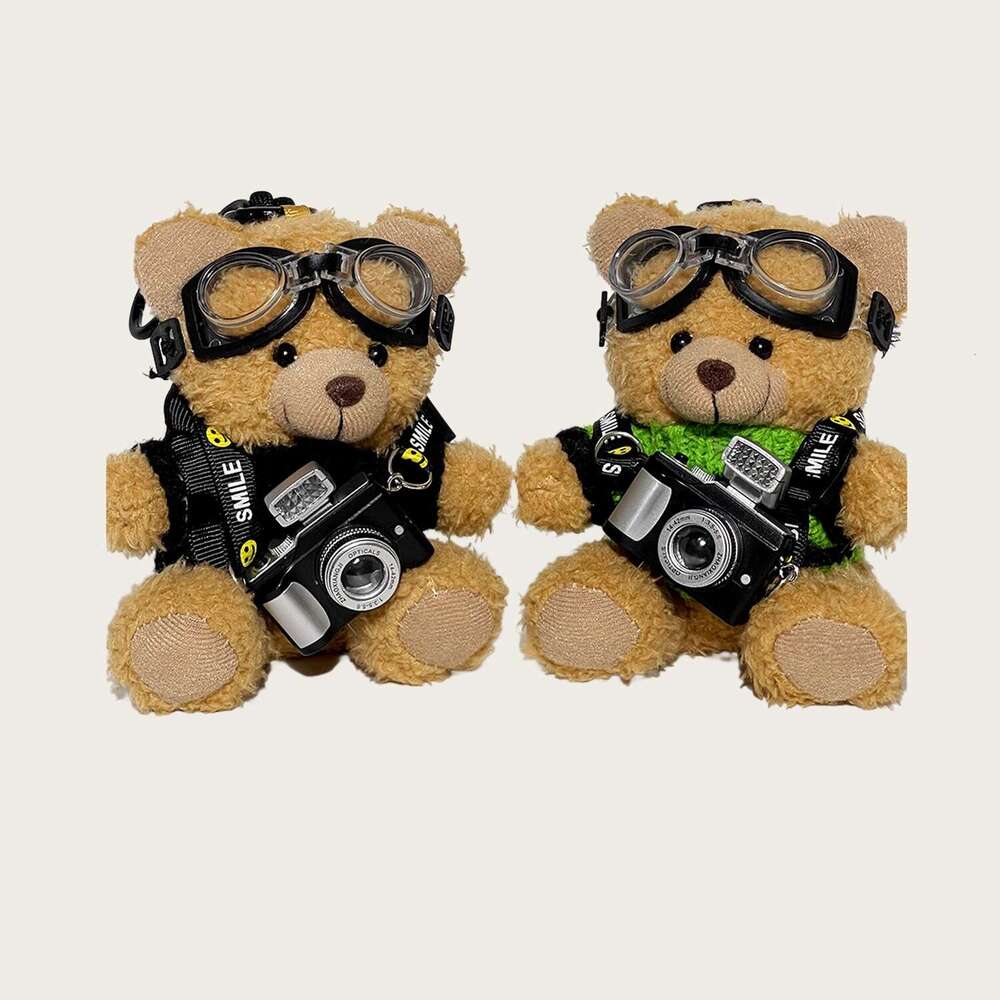 Original camera bag pendant plush toy bear couple keychain creative gift