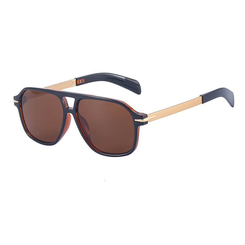 2026 New Fashion Square Polarized Retro Double-Beam Personalized Sun Protection Sunglasses for Men,