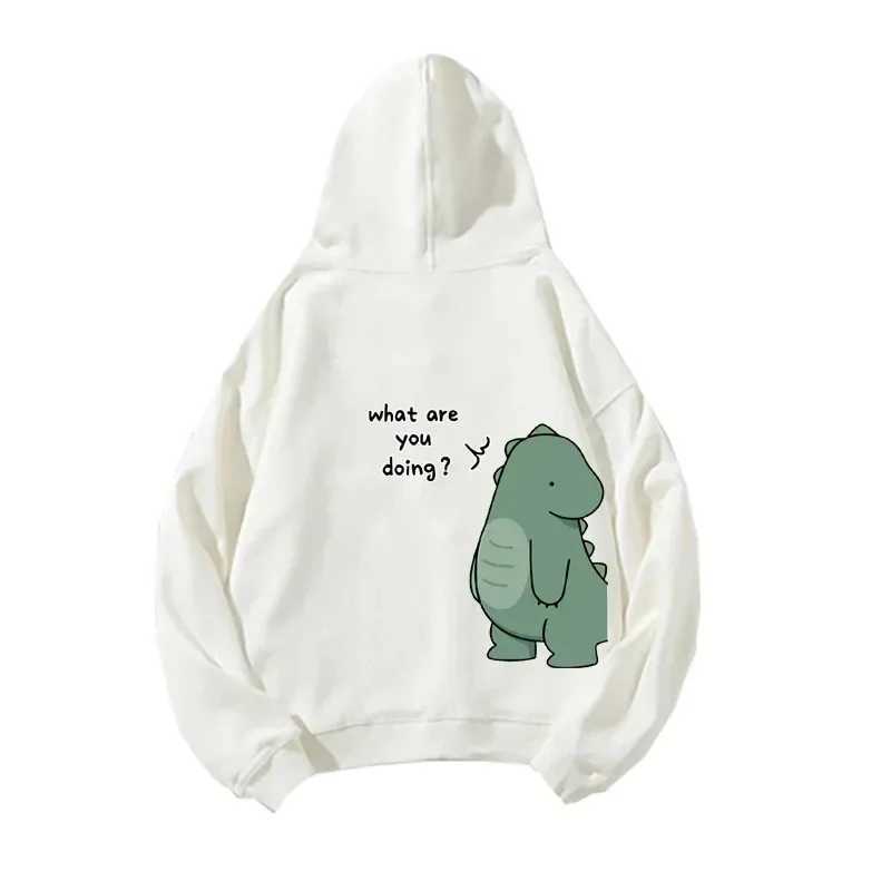Autumn And Winter Cute Rock Dinosaur Fashion Print Mens Casual Harajuku Y2k Cartoon Couple Hoodie As a Gift for Couples M260312