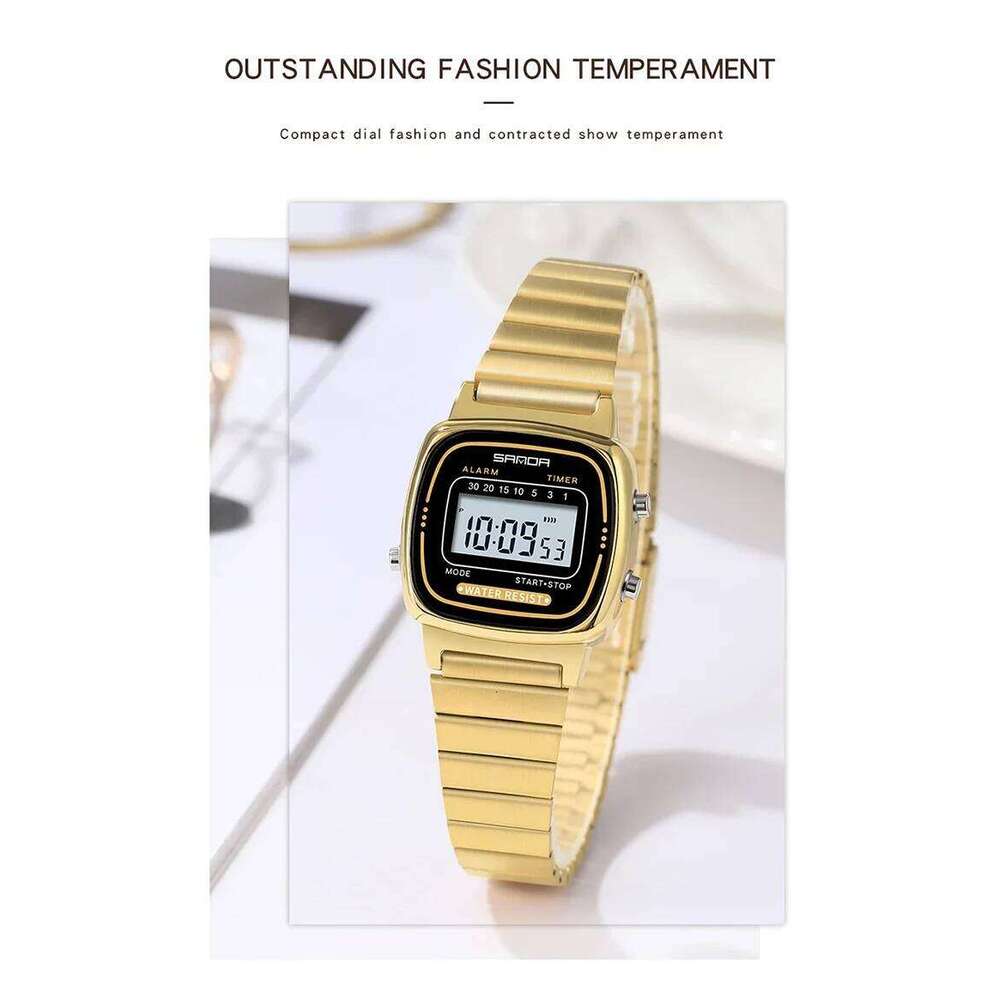 SANDA 6053 Luxury Digital Watch for Women Elegant Waterproof Sports LED Display Womens Wristwatches Clock Relojes Para Mujer